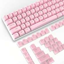 PBT Keycaps 117 Keys OEM Profile Double-Shot Full Keycap Set ANSI ISO Layout For Mechanical Keyboard, Compatible With MX Switches Cherry/Gateron//Akko Switch - Pink - View 1