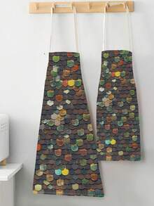 1 件印花亞麻圍裙 - 紅色 - 查看 4