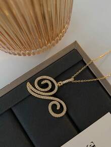 1 件時尚奢華字母項鍊,設計簡約,鎖鏈,適合女士派對、約會、旅行和日常佩戴 - 金色 - 查看 22