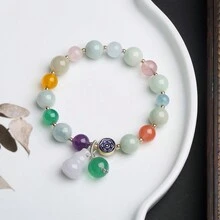 1pc Natural Multi-Gemstone Gourd Shaped Pendant Bracelet - Gourd Bracelet - View 7