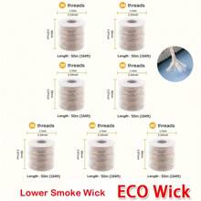 50m/Roll Cylindrical Paper Fiber Candle Wick With Various Styles, Smokeless Candle Making Tool