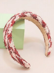 1入女孩固體色紅色2024新年髮飾,極簡主義風格無齒髮箍,適用於創建高髻,松緊適中的頭帶,日常使用 - 紅白色 - 查看 3