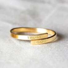 1pc "TRUST GOD" Adjustable Rings Two-Layer Stainless Steel Ring For Women And Men Free Size Upper And Down Two Layers - Adjustable - View 2