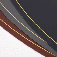 1pc Gold Nordic Style Leather Fan-Shaped Placemat With Golden Edge, Waterproof, Oil-Resistant, Heat-Insulating, Easy-To-Clean, Creative Table Mat For Western Food, Double-Sided Leather-Wire Mesh Dish Mat - Gold - View 3