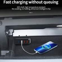 Model 3 Model Y 汽車手套箱 Usb 擴充座連接埠輸出插頭轉換器 - 黑色 - 查看 8