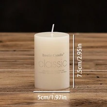 1入典雅白无香无烟柱状蜡烛,欧式浪漫生日&婚礼装饰灯,停电照明必备 - 彩色 - 查看 5