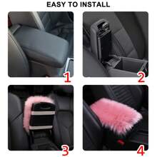 Car Center Console Cover, Universal Winter Plush Fur Auto Seat Box Armrest Cushion For Cars Suv Truck, Fluffy Middle Console Arm Rest Pad Mat Interior - Beige - View 6