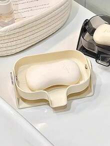 1pc Soap Box Wall Mounted Storage Rack High-End Drainer Container, Non-Punch Soap Holder Organizer - White - View 5