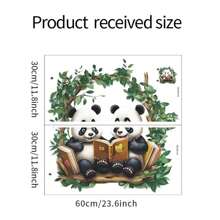 2入組卡通動物閱讀壁貼,可愛的熊貓壁貼,適用於幼稚園兒童臥室 - 彩色 - 查看 7