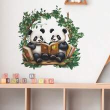 2入組卡通動物閱讀壁貼,可愛的熊貓壁貼,適用於幼稚園兒童臥室 - 彩色 - 查看 2