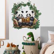2入組卡通動物閱讀壁貼,可愛的熊貓壁貼,適用於幼稚園兒童臥室 - 彩色 - 查看 4