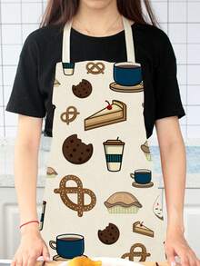 1件印花亞麻圍裙 - 紫色 - 查看 5