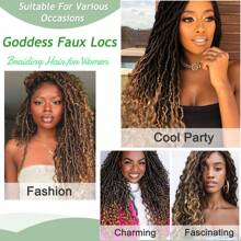 36 英寸全新黑色和金色女神仿辫子钩针编织发带卷发尾，1 包柔软辫子钩针编织发天然合成嬉皮辫编织发女士接发 - 彩色 - 查看 5