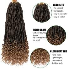 36 英寸全新黑色和金色女神仿辫子钩针编织发带卷发尾，1 包柔软辫子钩针编织发天然合成嬉皮辫编织发女士接发 - 彩色 - 查看 2