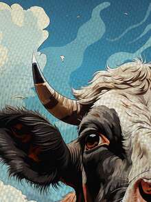 1pc Cow Animal Pattern Ladies' Linen Adult Apron - Blue - View 5