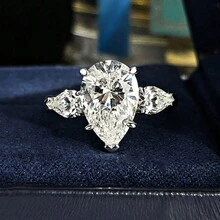 1 件 S925 純銀 Cz 氧化鋯戒指,水滴設計,適合女孩佩戴的禮品首飾 - 白金水滴形戒指 - 查看 10