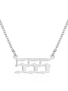 1個創意小型不銹鋼幸運號碼吊墜項鏈,男女適用,適用於工作服裝 - 銀色 - 查看 21