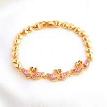 1入18k金鍍銅及鋯石鑲嵌愛鳥心形扣手鏈,情人節禮物 - 彩色 - 查看 7