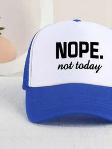 1pc Children's Sunshade Breathable Casual Baseball Cap With Mesh Print NOPE For Outdoor Activity - Blue and White - View 2