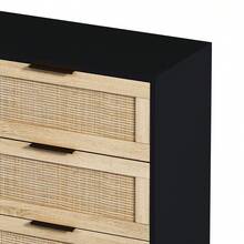 43.31"6-Drawers Rattan Storage Cabinet Rattan Drawer,For Bedroom,Living Room - Tự nhiên + Đen - Xem 2