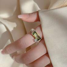 & Green Stone Ring For Women - Unique Design, High-End Fashion Accessories, Suitable For Daily Wear - J2910 - View 8