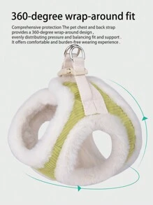 1 Set Of Plush Dog Winter Vest Harness And Leash, Soft Skin-Friendly, Warm Dog Chest And Backstrap - Navy Blue - View 5