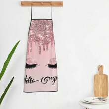 1件防水防污創意睫毛印花無袖圍裙 - 彩色 - 查看 6