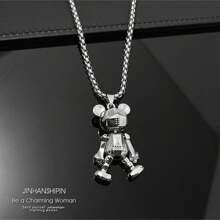 Articulated Teddy Bear Sweater Pendant Necklace, A Jewelry Gift For Couples - Bear - View 4