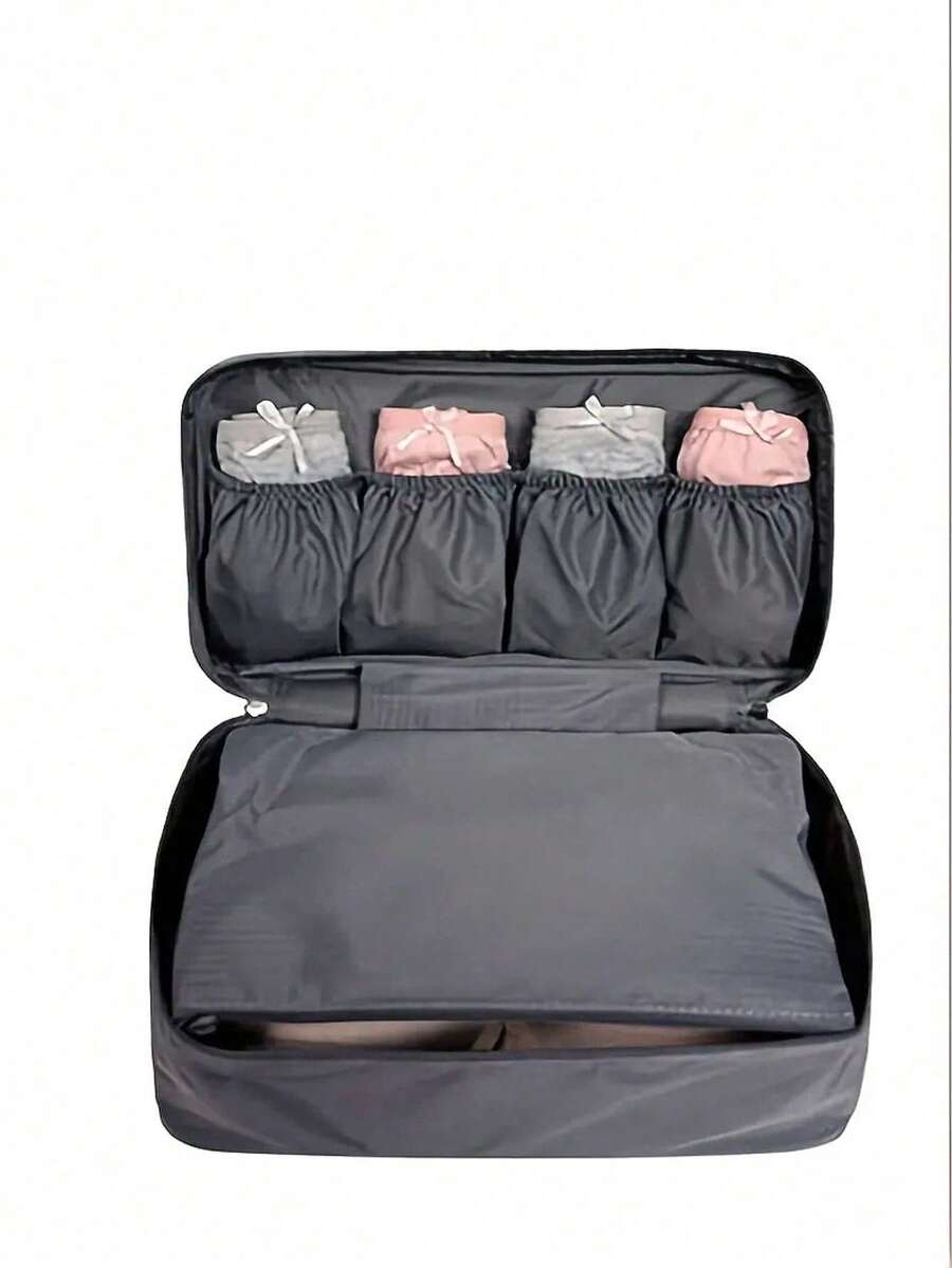 1個便攜式內衣收納袋,旅行內衣整理袋,適用於襪子和內衣收納,旅行配件,旅行收納袋,內衣收納袋,襪子收納袋 - 灰色 - 查看 1
