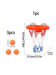 1套浴室籃球框與吸盤式底座,附有小型籃球,適用於兒童 - 橘色 - 查看 5