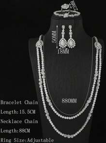 1 Set de joyería verde que incluye collar, aretes, anillo y pulsera