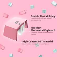 PBT Keycaps 117 Keys OEM Profile Double-Shot Full Keycap Set ANSI ISO Layout For Mechanical Keyboard, Compatible With MX Switches Cherry/Gateron//Akko Switch - Pink & Blue - View 3