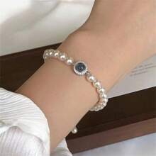 1條美人魚語水星日記海藍色寶石珍珠手鍊,高雅精緻法式女士手環 - 海寶藍珍珠手鍊 - 查看 3