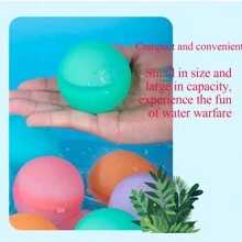 矽膠水球 - 快速填充,可重複使用 - 打水仗的必備玩具,游泳池中的完美遊戲,最佳沐浴玩具,無需打結 - 只需將它們填充即可開始！ - 6個裝隨機色水球 - 查看 3