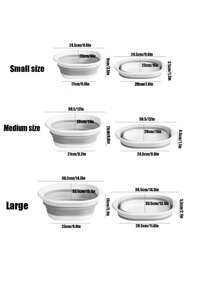 1pc  Silicone Retractable Folding Basin Plus Large Laundry Basin Home Wash Basin Portable Travel Bath And Foot Basin - Grey - View 2