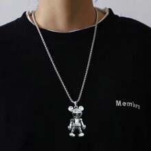 Articulated Teddy Bear Sweater Pendant Necklace, A Jewelry Gift For Couples - Bear - View 1