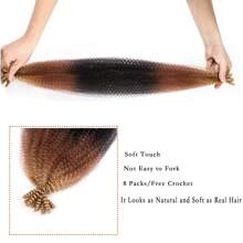 DZfirst Ombre Brown Yellow Spring Afro Twist Crochet Hair 24 Inch Kinky Twist Braiding Hair Extensions Synthetic Spring Twist Crochet Braiding Hair - Ombre - View 6