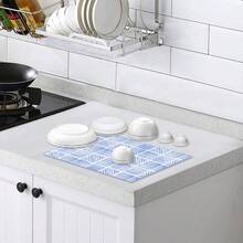 1PC Watercolor Chevron Placemats, Indigo Blue Chevron Herringbone Blue And White Cloth Placemats For Wedding Anniversary Home Kitchen Decor Supplies, 12 X 18 Inch - Multicolor - View 3