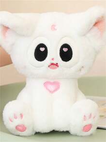 可愛的毛絨玩具月光貓娃娃枕頭靠墊裝飾品,適用於朋友,情人節,新年禮物 - 白色 - 查看 1