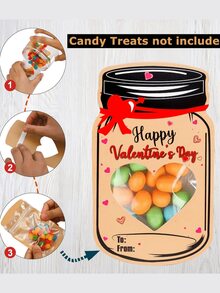 10pcs Party Valentine'S Day Gift Set Of Cards, With Bottles, Kraft Paper Cards, Handmade Diy Gifts Exchange Cards - Brown - View 10