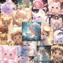 1 Pack Adorable Angel Kitten Graffiti Cross-Border Cartoon Animals Stickers DIY Following Suitcase Stickers Waterproof - Multicolor - View 3