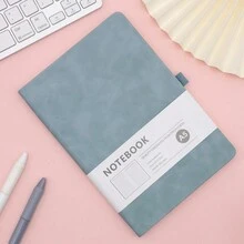 1pc Simple Strap Closure A5 Lined Notebook, Suitable For Students And Business Use - Blue - View 2