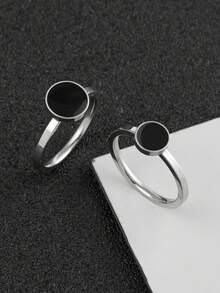 2 件簡約時尚不銹鋼情侶戒指情人節戒指定情戒指多色可選尺寸可選適合日常百搭節日珠寶 - 2件滴油對戒 - 查看 3