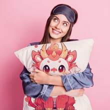 1入組聚酯纖維數碼印花卡通動物龍紋抱枕套,隱藏拉鍊關閉,適用於客廳和臥室的家居沙發裝飾,不包括抱枕內膽,尺寸45*45cm/17.7*17.7英寸 - 彩色 - 查看 4