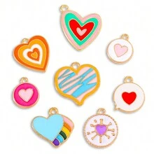 50pcs Oil Drip Heart, Heart Shaped Zinc Alloy Pendant For Handmade Diy Jewelry Making - 50 Hearts - View 4