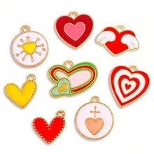 50pcs Oil Drip Heart, Heart Shaped Zinc Alloy Pendant For Handmade Diy Jewelry Making - 50 Hearts - View 3