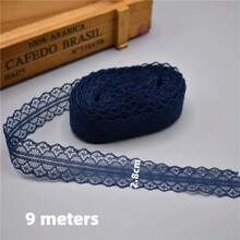 Navy Blue  9 Meters Lace Ribbon Tape Width 28MM Trim Fabric DIY Embroidered Net Cord For Sewing Decoration African Lace Fabric - Navy Blue - View 2