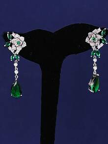 1對女士時尚立體水滴形鑽石花朵裝飾耳環，休閒派對配飾 - 耳環 - 查看 5