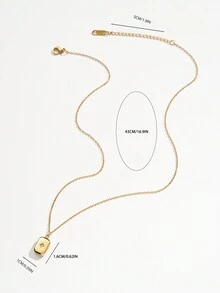 1pc Shapes Studio 18K Gold Plated Dainty Charm Necklace - Multicolor - View 4