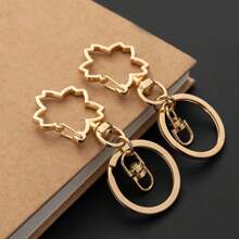 1pc Fashionable Retro Cherry Blossom Keychain Alloy Material - Keychain Pendant Bag Accessories - Rose Gold - View 2